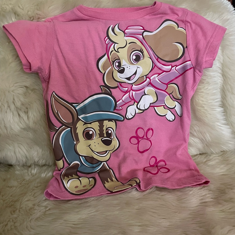 Pink Toddler Shirt with Paw Patrol’s Chase and Skye Sz 2t-3t Read Description